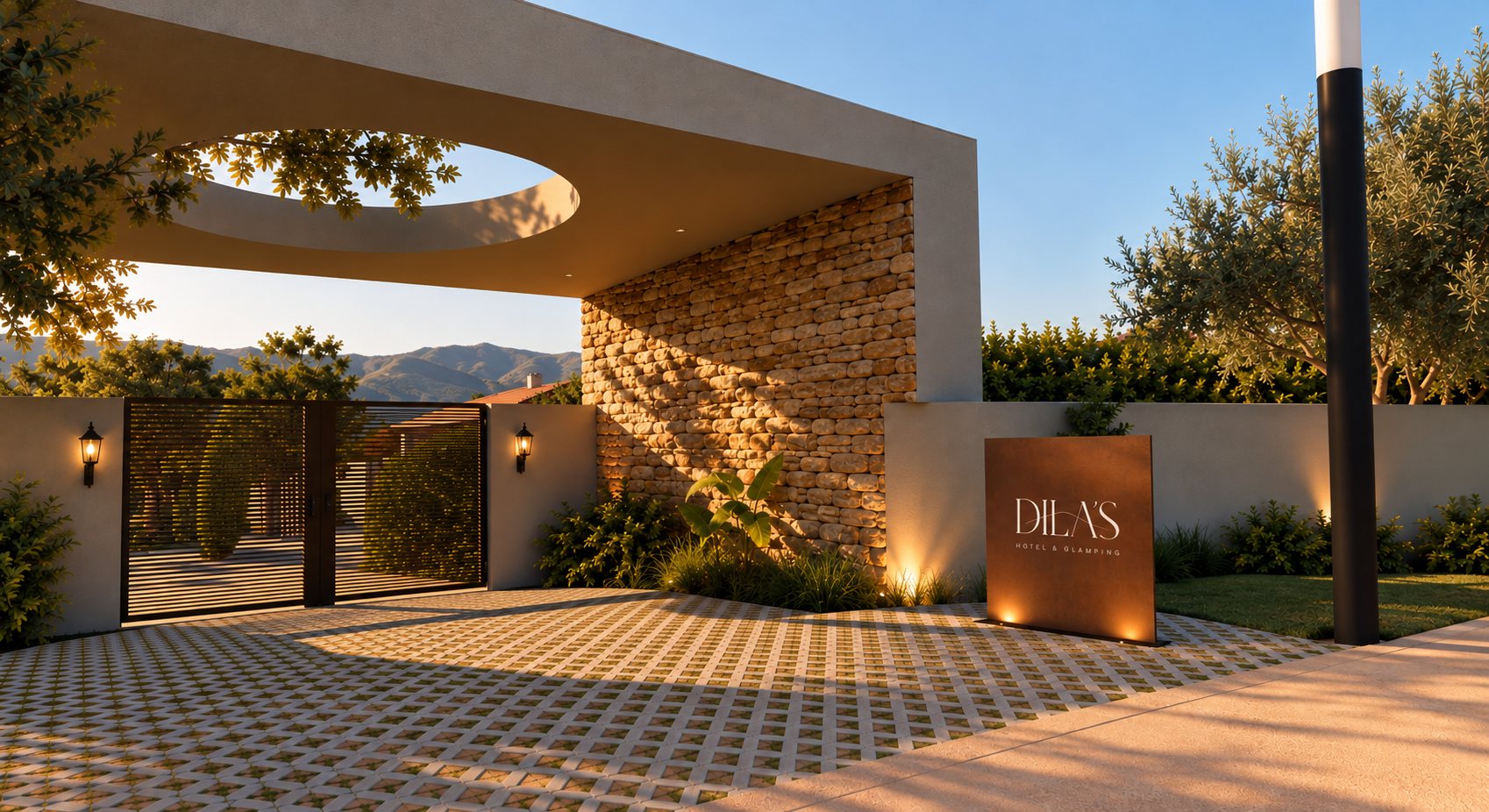 Portal de entrada com o logo Dila's